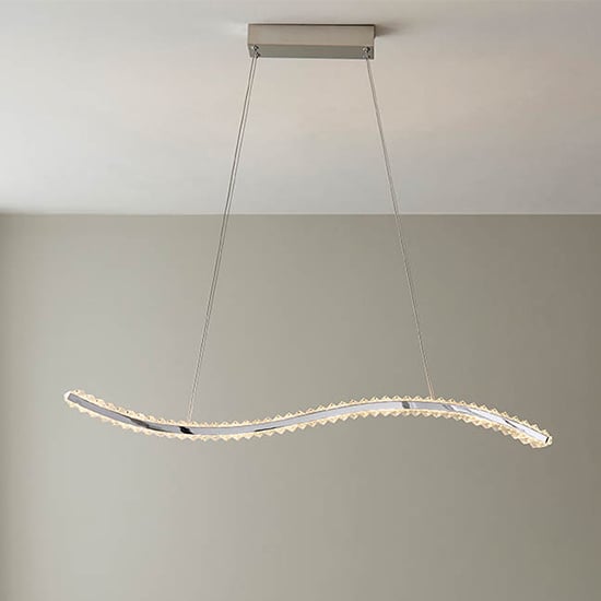 Photo of Salina led linear ceiling pendant light in polished chrome