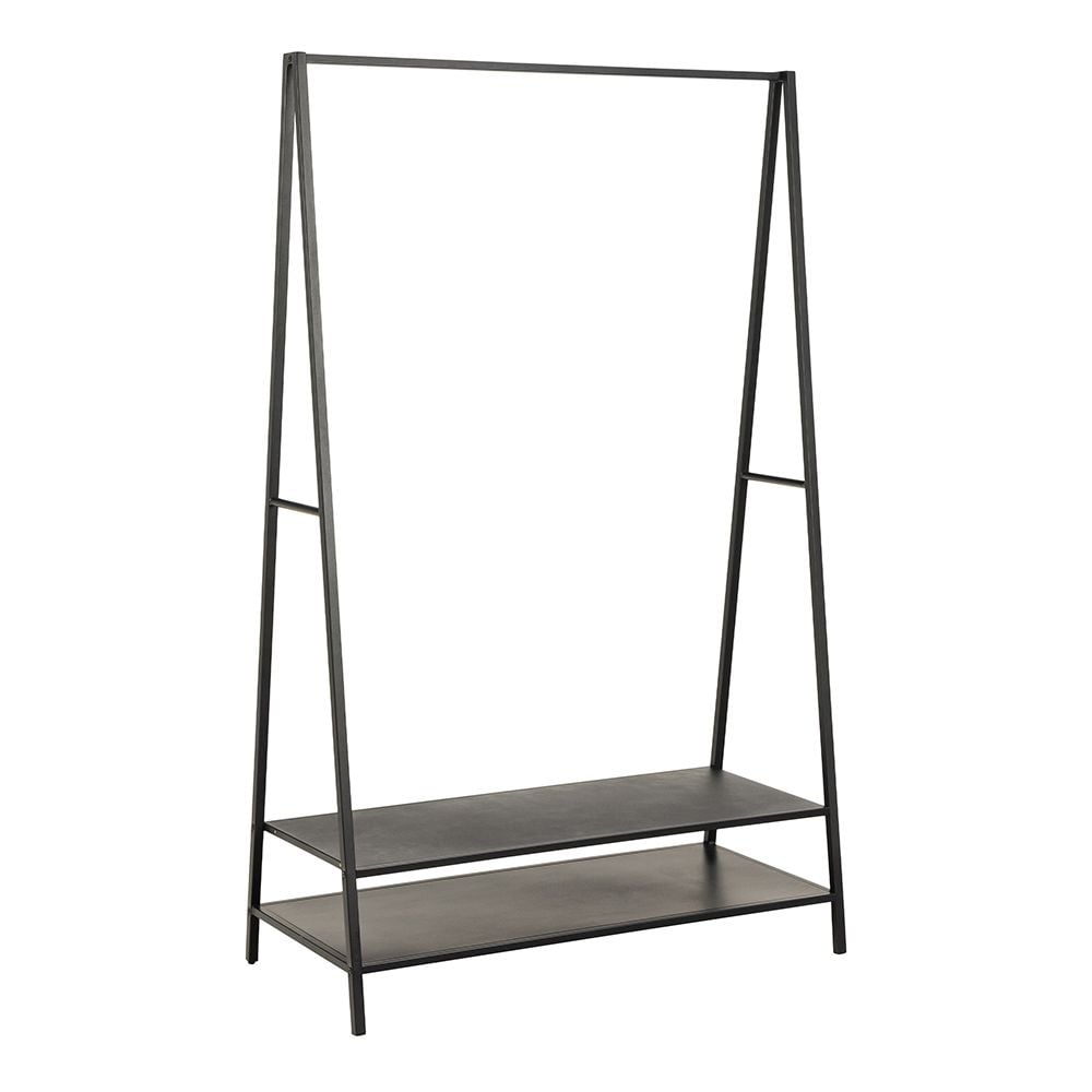 Read more about Salina wooden clothes stand with 2 shelves in black