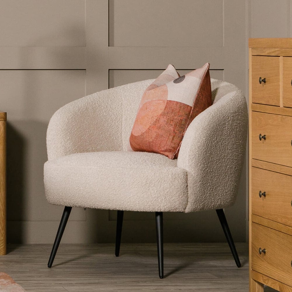 Read more about Salisbury fabric bedroom chair with black legs in cream