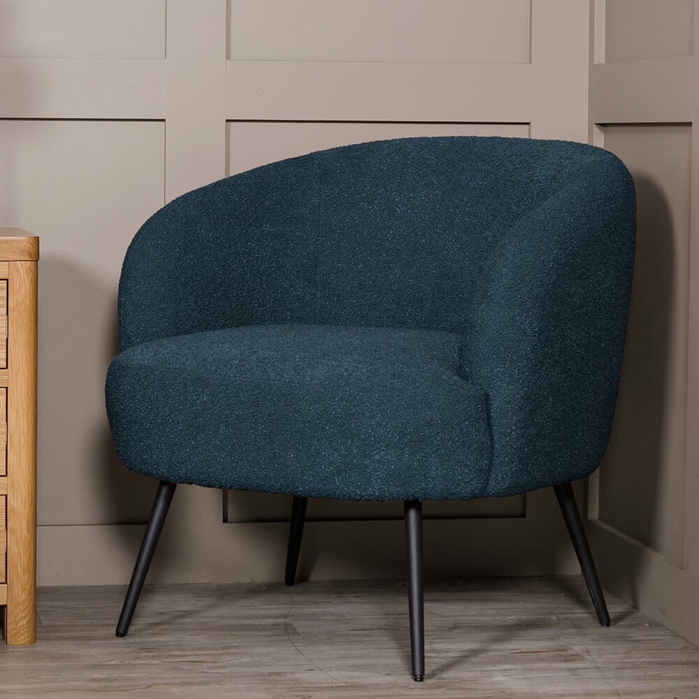 Read more about Salisbury fabric bedroom chair with black legs in navy