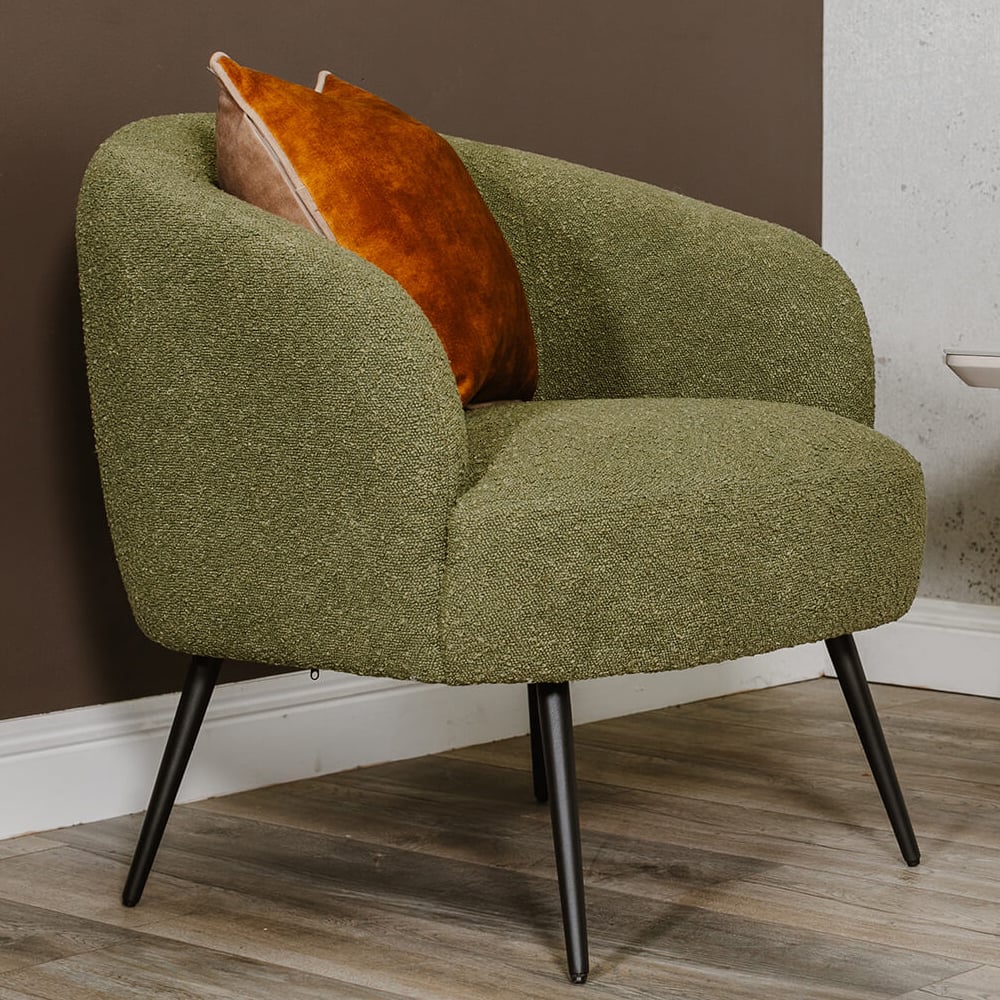 Read more about Salisbury fabric bedroom chair with black legs in olive