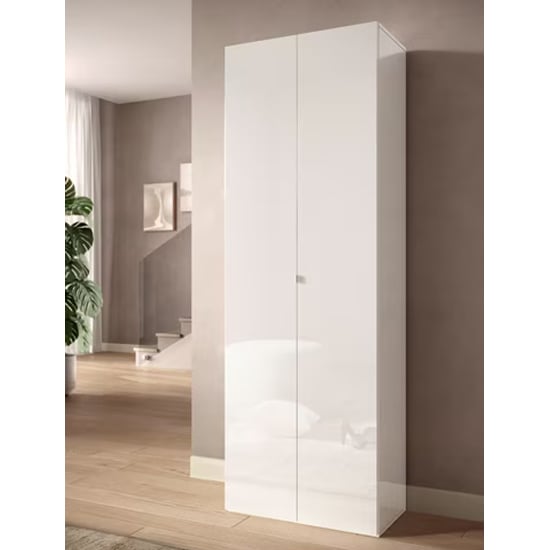 Read more about Salta tall high gloss shoe storage cabinet 2 doors in white