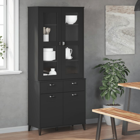 Product photograph of Widnes Wooden Display Cabinet With 4 Doors In Black from Furniture in Fashion