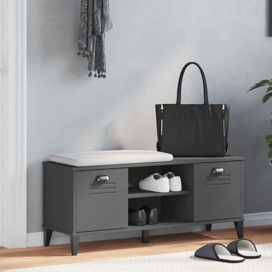 Product photograph of Widnes Wooden Shoe Storage Bench In Anthracite Grey from Furniture in Fashion