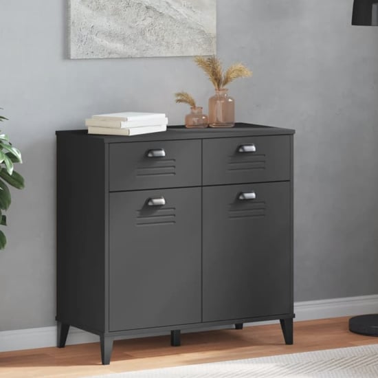 Product photograph of Widnes Wooden Sideboard With 2 Drawers In Anthracite Grey from Furniture in Fashion