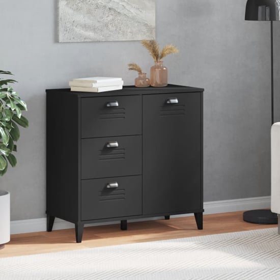 Product photograph of Widnes Wooden Sideboard With 3 Drawers In Black from Furniture in Fashion