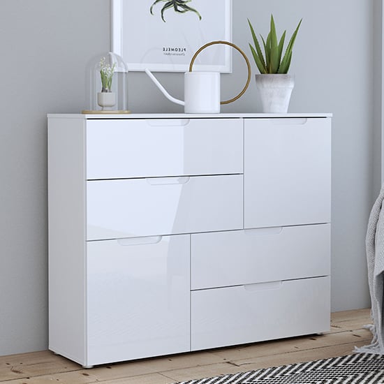 Odessa Sideboard Chest of Drawers in High Gloss White With LED ...