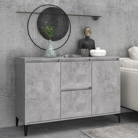 Read more about Sanaa wooden sideboard with 2 doors 2 drawers in concrete effect