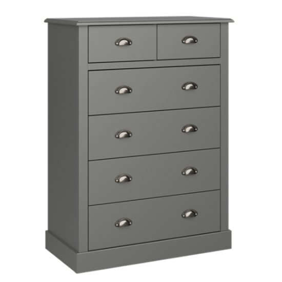 Sandringham Wooden Chest Of Drawers In Grey With 6 Drawers | Furniture ...