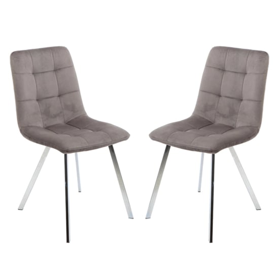 Product photograph of Sandy Squared Grey Velvet Dining Chairs In A Pair from Furniture in Fashion