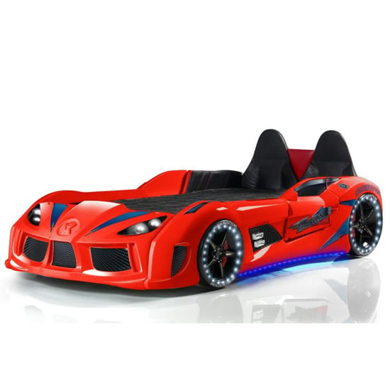 Product photograph of Sanford Kids Racing Car Bed In Red With Back Seat And Led from Furniture in Fashion