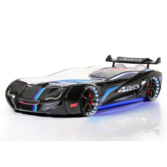 Product photograph of Sanford Kids Racing Car Bed In Black With Led from Furniture in Fashion