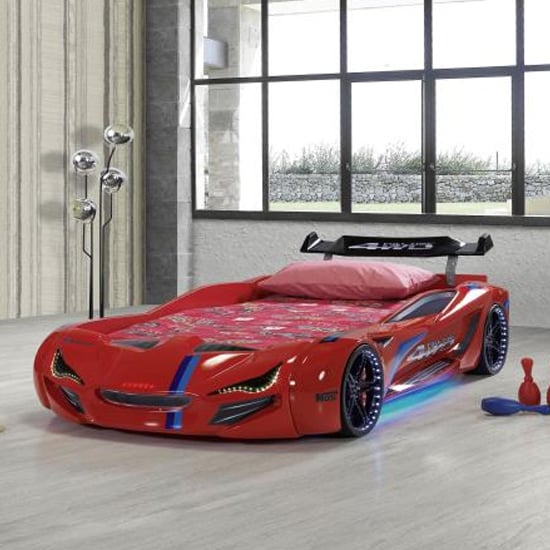 Product photograph of Sanford Kids Racing Car Bed In Red With Led from Furniture in Fashion