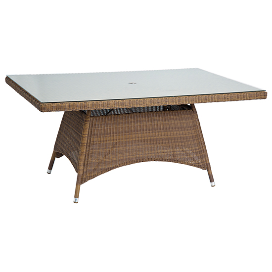 Read more about Sanmo outdoor rectangular glass top dining table in red pine
