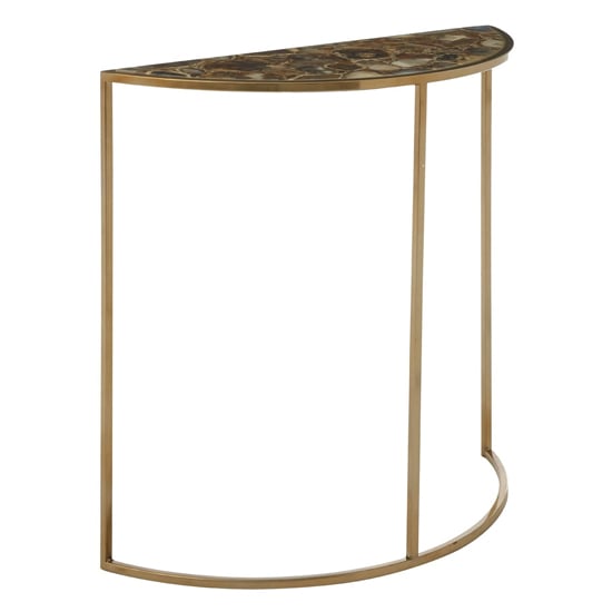 Read more about Sauna half moon black agate console table with gold frame