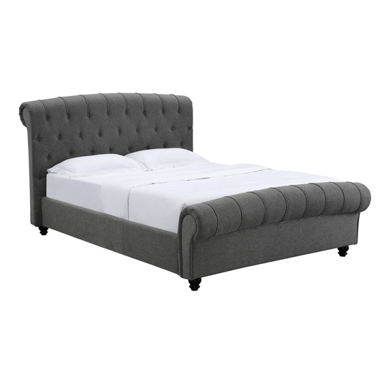 Product photograph of Sanura Linen Fabric Double Bed In Grey from Furniture in Fashion