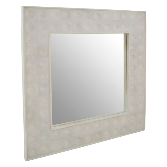 Read more about Santeria square wall bedroom mirror in weathered white frame