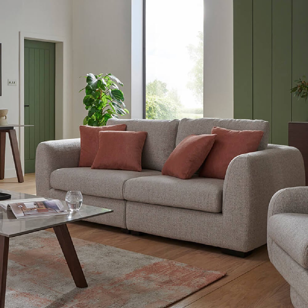 Read more about Santiago fabric 2 seater sofa with black legs in natural