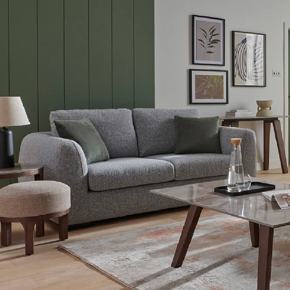 Read more about Santiago fabric 3 seater sofa with black legs in grey