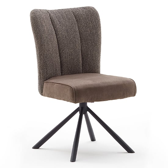 Product photograph of Santiago Fabric Upholstered Swivel Dining Chair In Cappuccino from Furniture in Fashion