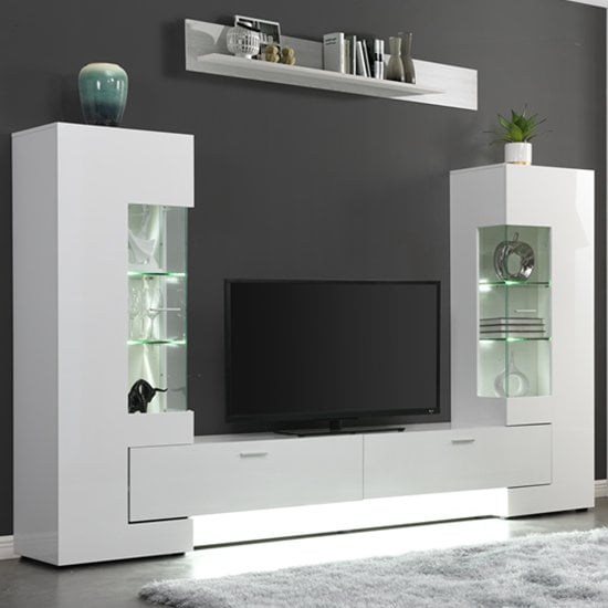 Read more about Santiago entertainment unit in white high gloss with led lights