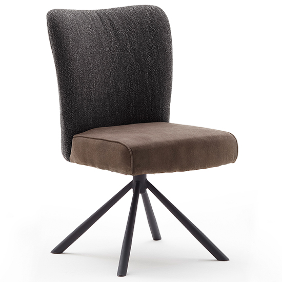 Product photograph of Santiago Swivel Fabric Upholstered Dining Chair In Anthracite from Furniture in Fashion
