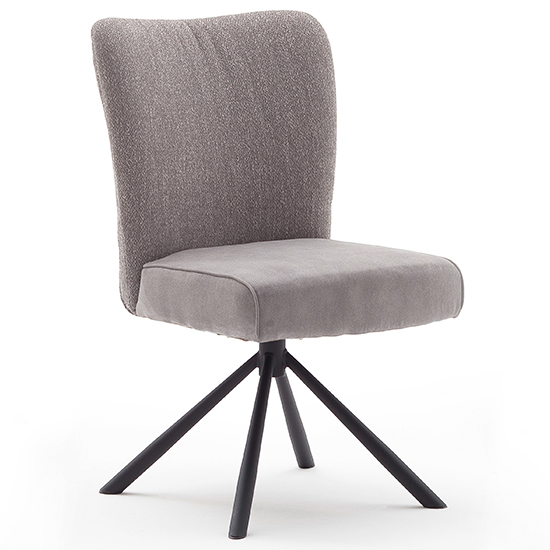 Product photograph of Santiago Swivel Fabric Upholstered Dining Chair In Grey from Furniture in Fashion