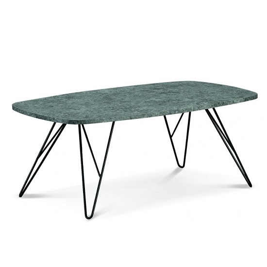 Product photograph of Makya Coffee Table In Stone Effect With Black Metal Legs from Furniture in Fashion