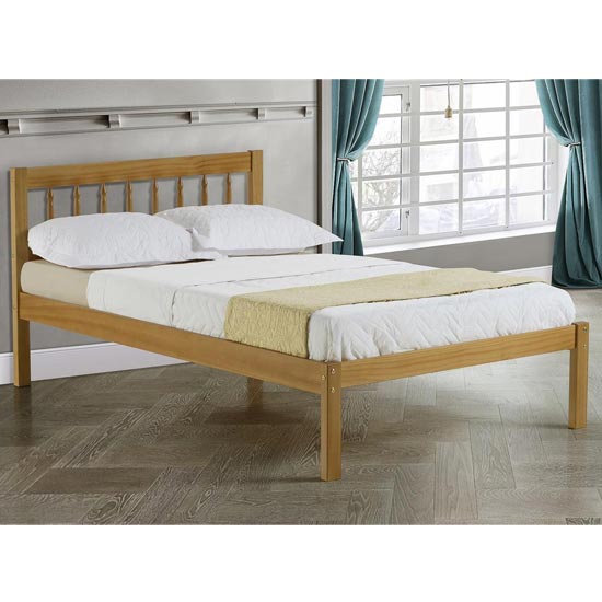 Santos Wooden Small Double Bed In Antique Pine | Furniture in Fashion