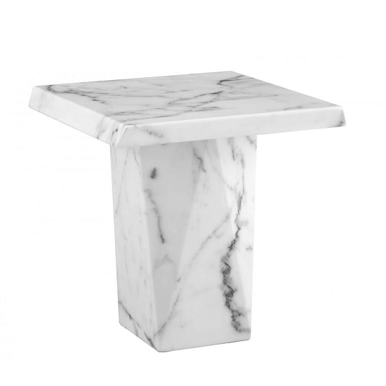 Product photograph of Raylyn Contemporary Marble Lamp Table Square In White from Furniture in Fashion