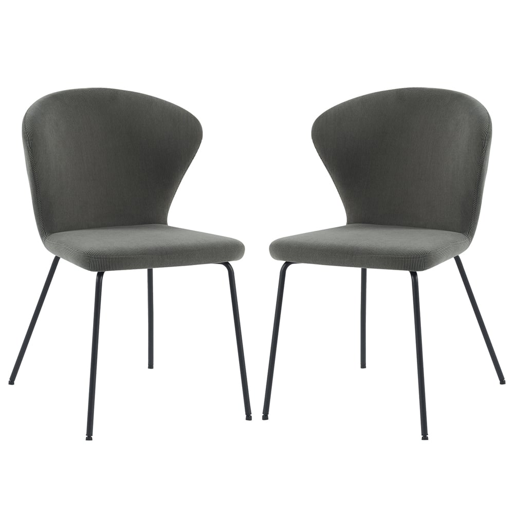 Read more about Sarnia dark grey corduroy fabric dining chairs in pair