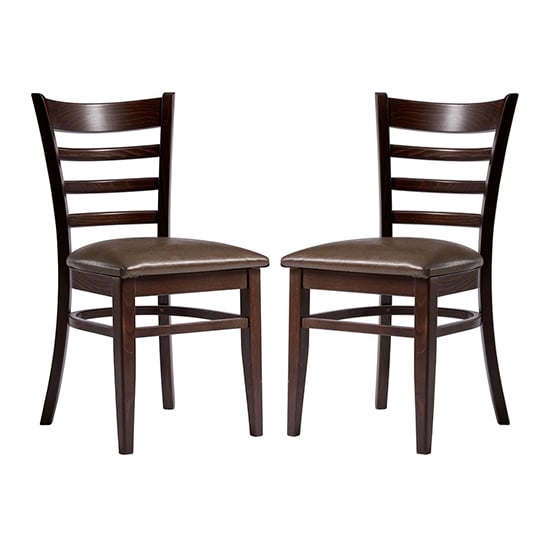 Product photograph of Sarnia Lascari Vintage Brown Faux Leather Dining Chairs In Pair from Furniture in Fashion