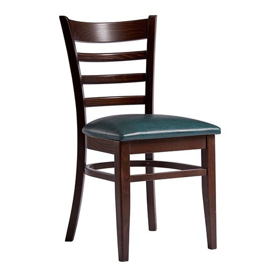 Product photograph of Sarnia Medium Brown Dining Chair With Lascari Vintage Teal Seat from Furniture in Fashion