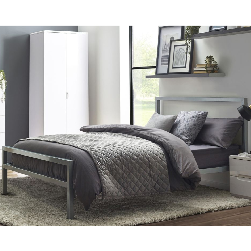 sarnia metal king size bed in silver