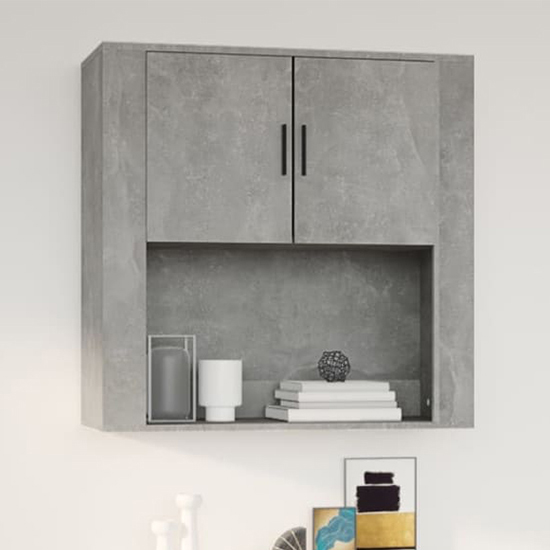 Product photograph of Sarnia Wall Storage Cabinet With 2 Doors In Concrete Effect from Furniture in Fashion