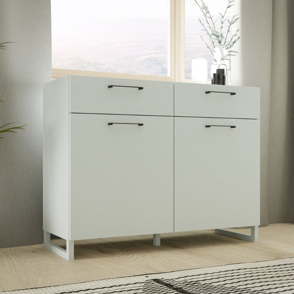 sarnia wooden sideboard with 2 doors 2 drawers in light grey