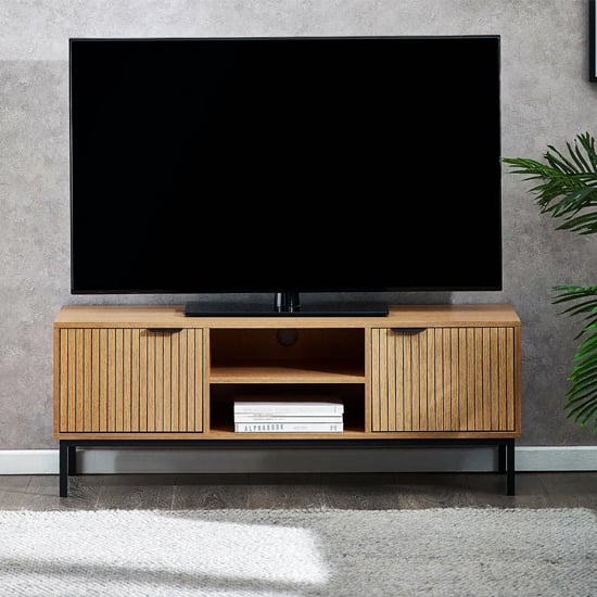 sarnia wooden tv stand with 2 doors in natural