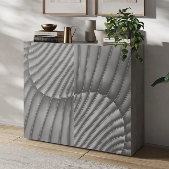 sassari wooden sideboard with 2 doors in concrete effect