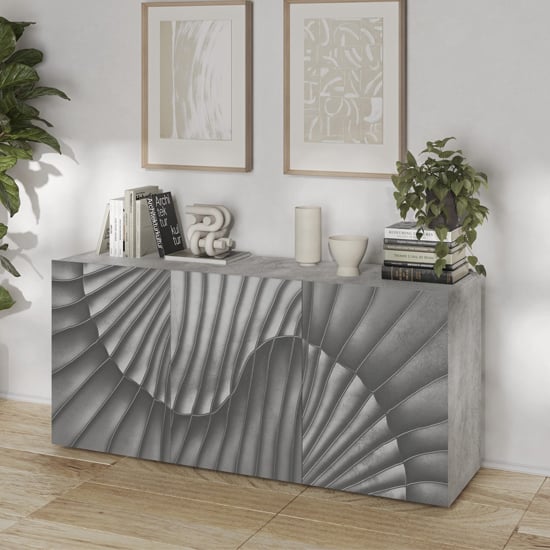 sassari wooden sideboard with 3 doors in concrete effect