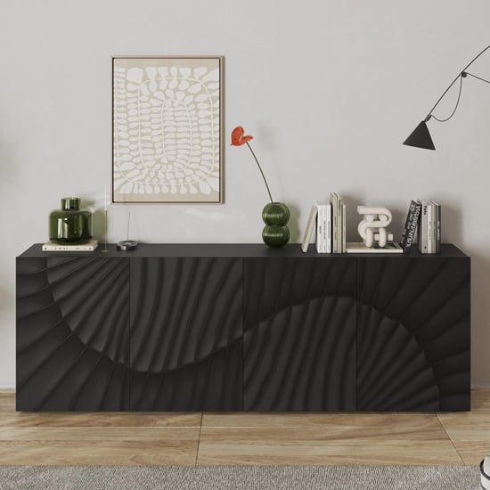 sassari wooden sideboard with 4 doors in anthracite