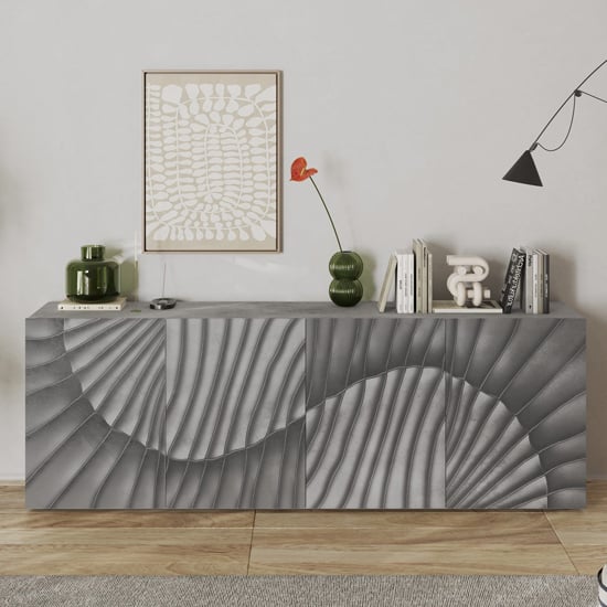 sassari wooden sideboard with 4 doors in concrete effect