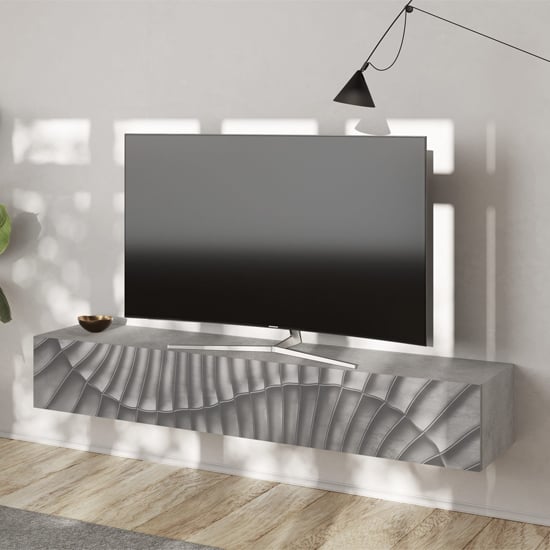 sassari wooden tv stand with 1 door in concrete effect