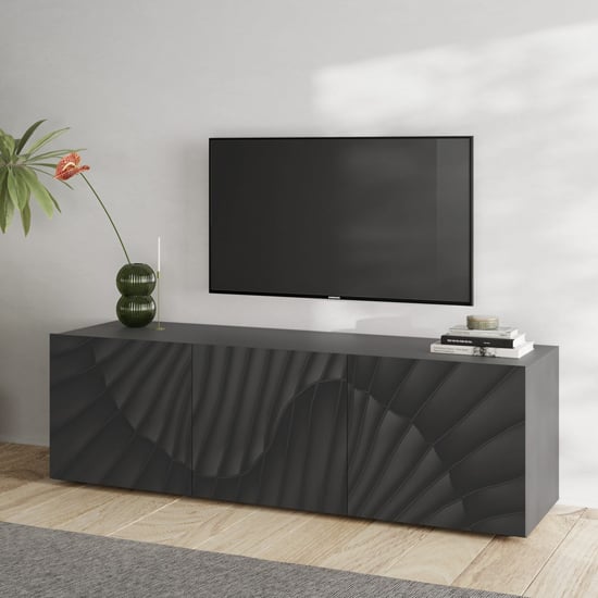 sassari wooden tv stand with 3 doors in anthracite