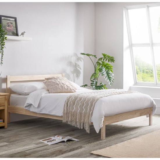 Read more about Sassnitz wooden double bed in unfinished pine