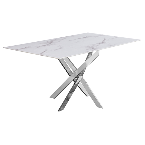 Product photograph of Sorel Marble Effect Glass Dining Table In White And Grey from Furniture in Fashion