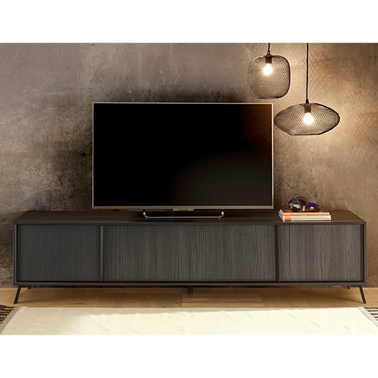 Product photograph of Saul Wooden Lowboard Tv Stand With 4 Doors In Black Ash from Furniture in Fashion