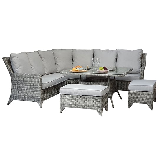Read more about Savvy corner weave dining sofa set with ice bucket in grey