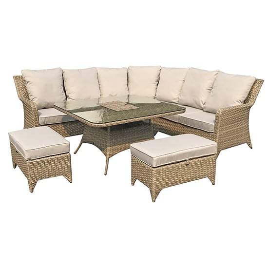 Read more about Savvy corner weave dining sofa set with ice bucket in natural