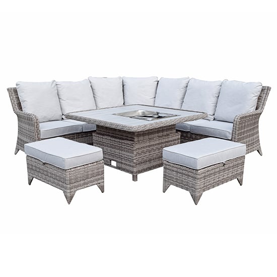 Photo of Savvy corner weave lounge dining set with lift table in grey