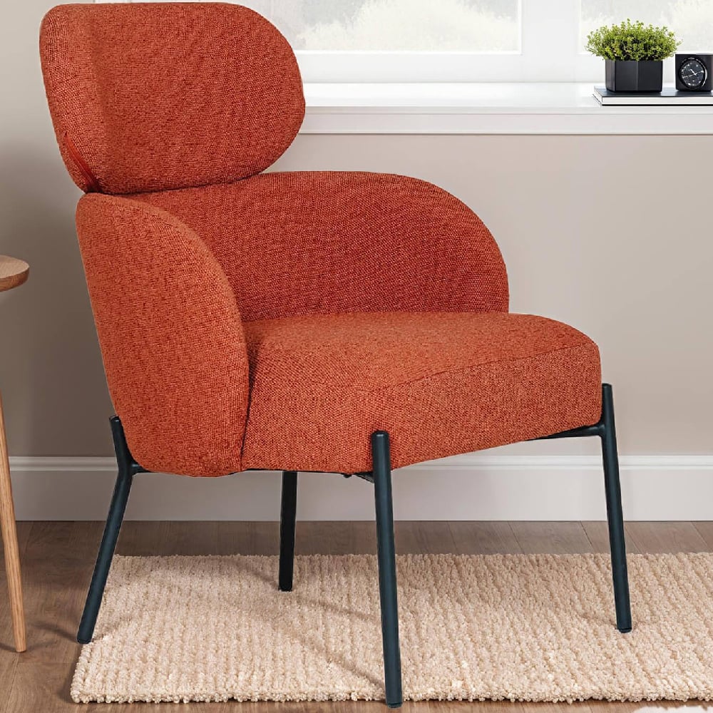 Product photograph of Sayreville Fabric Accent Bedroom Chair With Black Legs In Rust from Furniture in Fashion